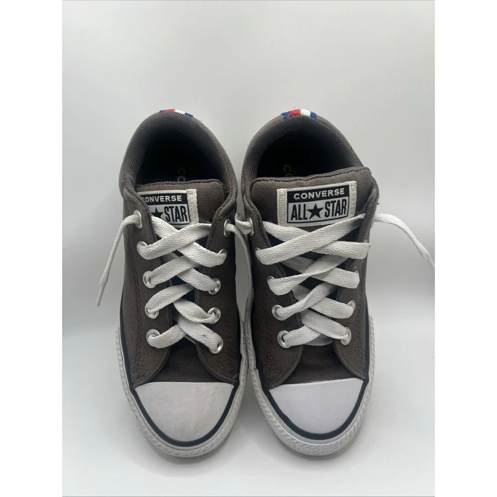 Converse CTAS Street Slip Youth Size 1 Grey Blue Stripe EUC